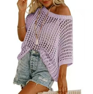 Women's Off-the-Shoulder Open-Knit Cover