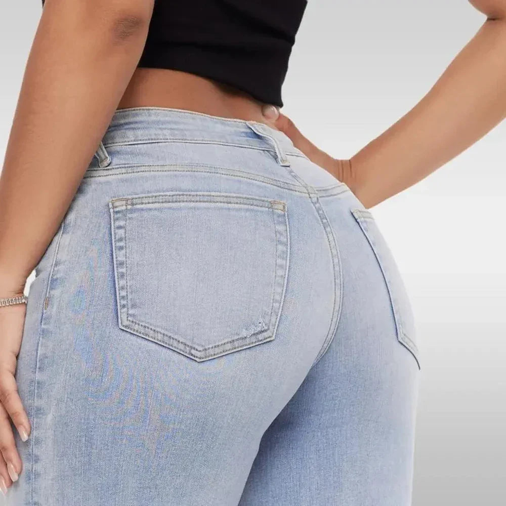 Women's hip-lifting stretch wide-leg jeans
