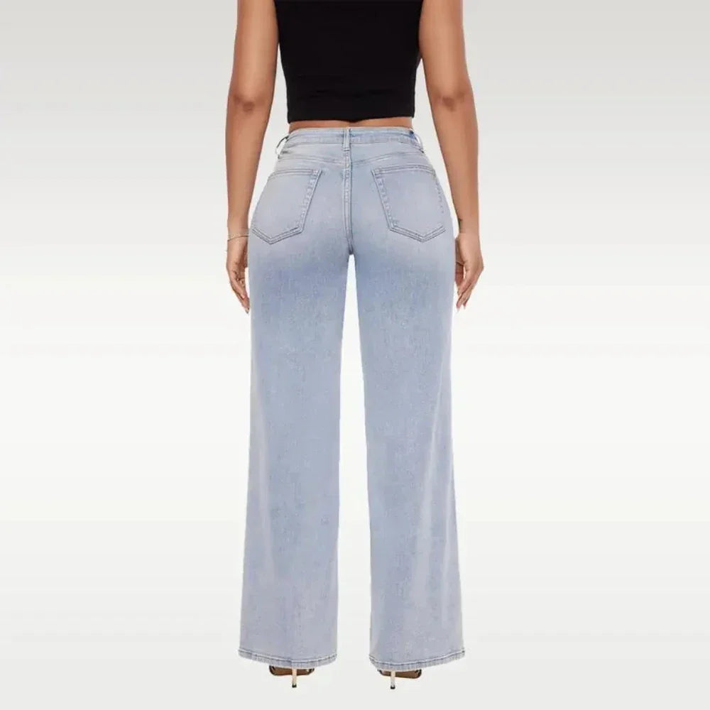 Women's hip-lifting stretch wide-leg jeans