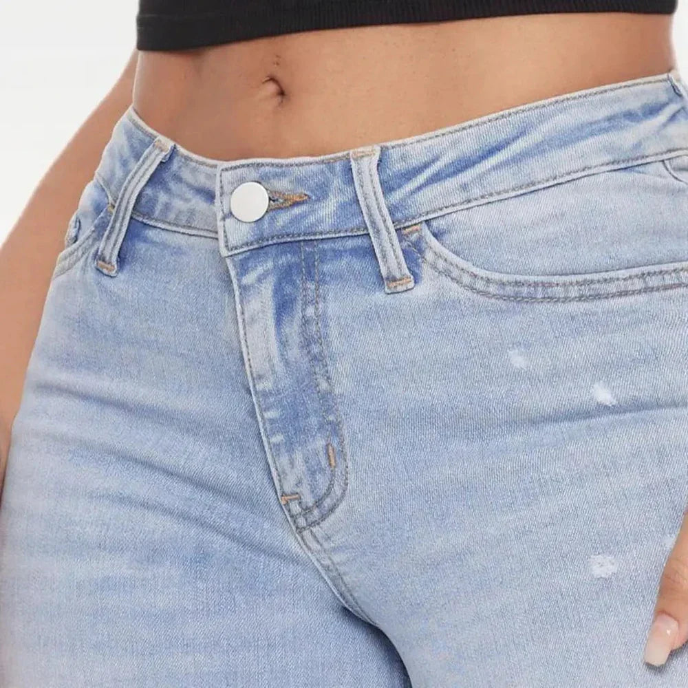 Women's hip-lifting stretch wide-leg jeans