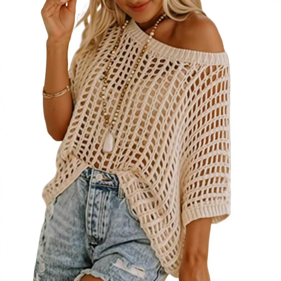 Women's Off-the-Shoulder Open-Knit Cover