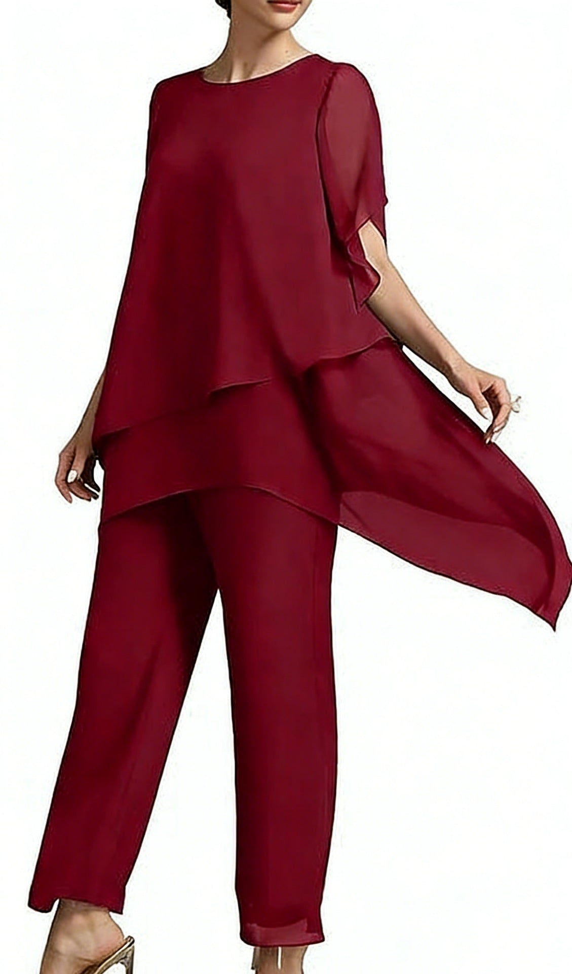 Irregular Top & Wide Leg Pants Set