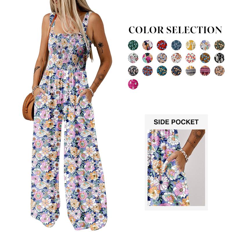 Women’s Casual Print Sleeveless Overalls Jumpsuits
