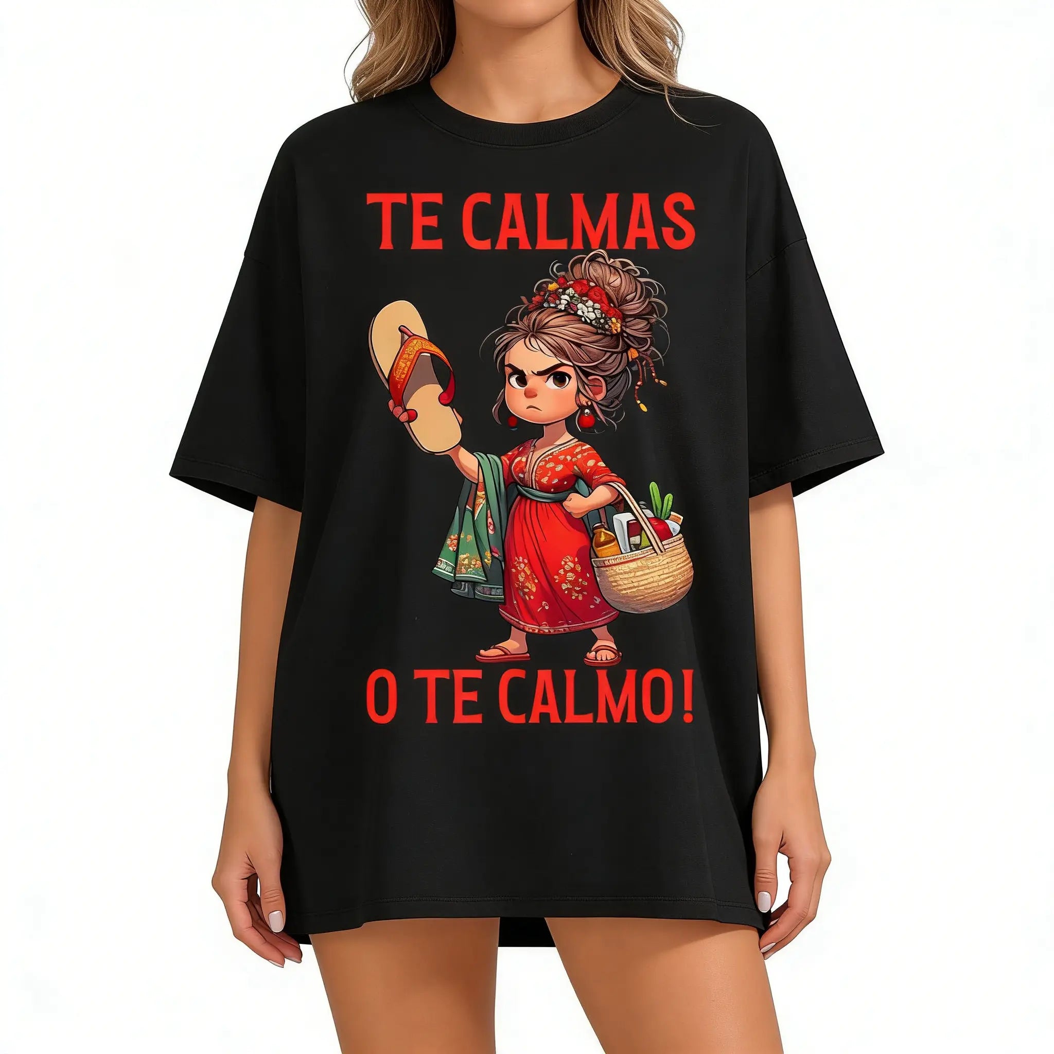 Funny Mexican Spanish Mom "Calm Or I Will Calm You" Graphic T-Shirt