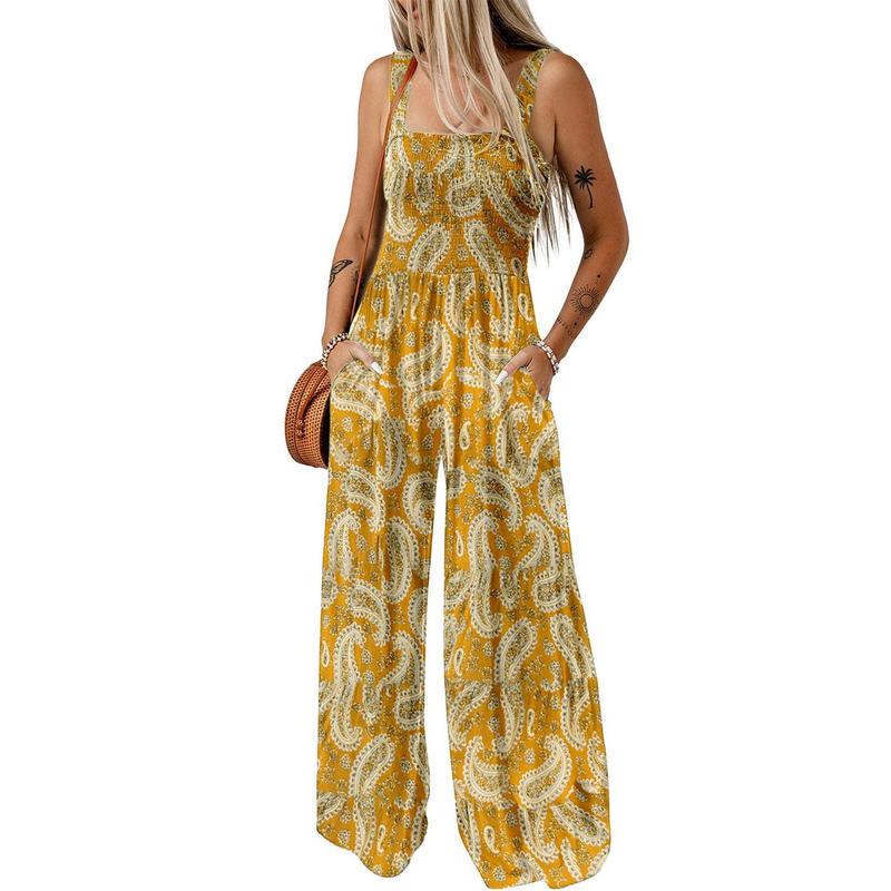 Women’s Casual Print Sleeveless Overalls Jumpsuits