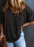 Pullover short-sleeved V-neck top