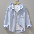 Hooded Cotton Shirt with Zipper Closure