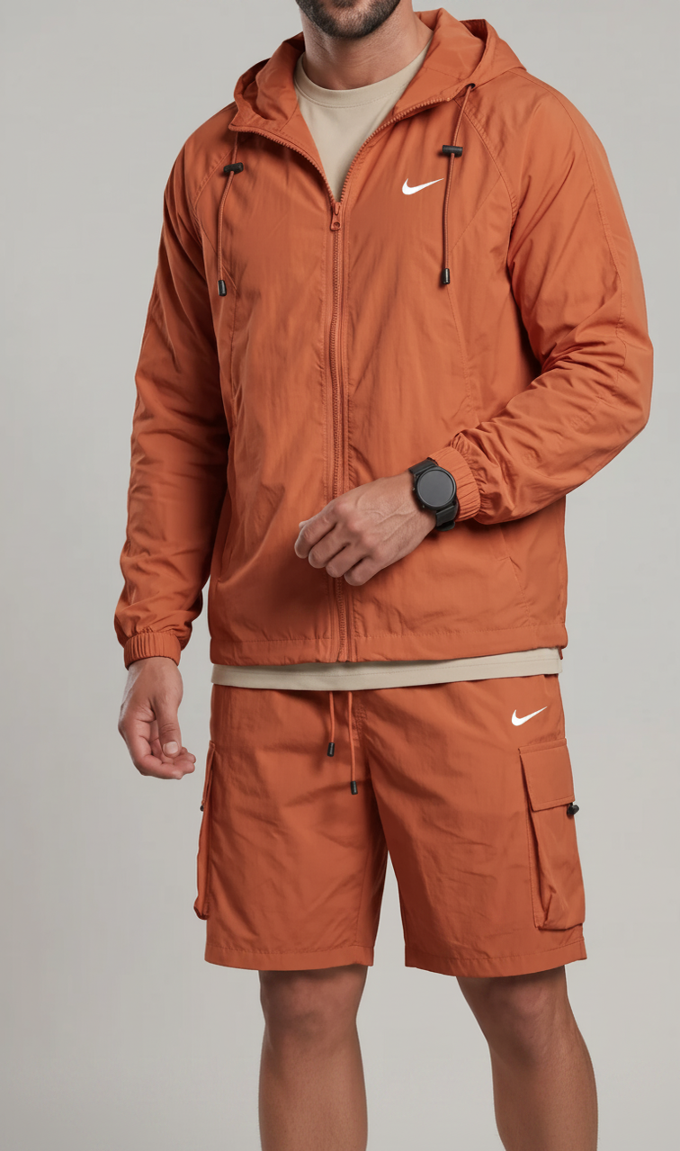 Light Shell Hooded Jacket & Cargo Shorts Co-Ord