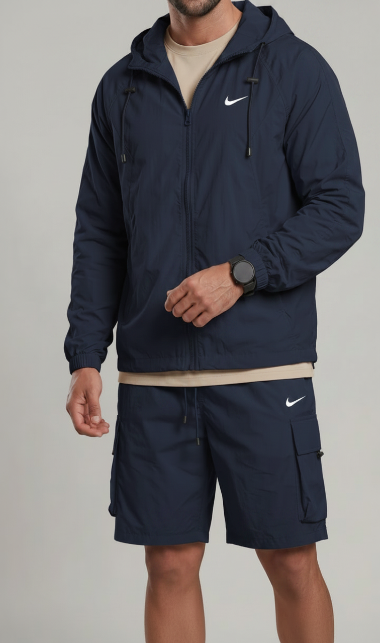 Light Shell Hooded Jacket & Cargo Shorts Co-Ord