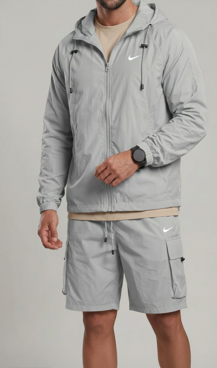 Light Shell Hooded Jacket & Cargo Shorts Co-Ord