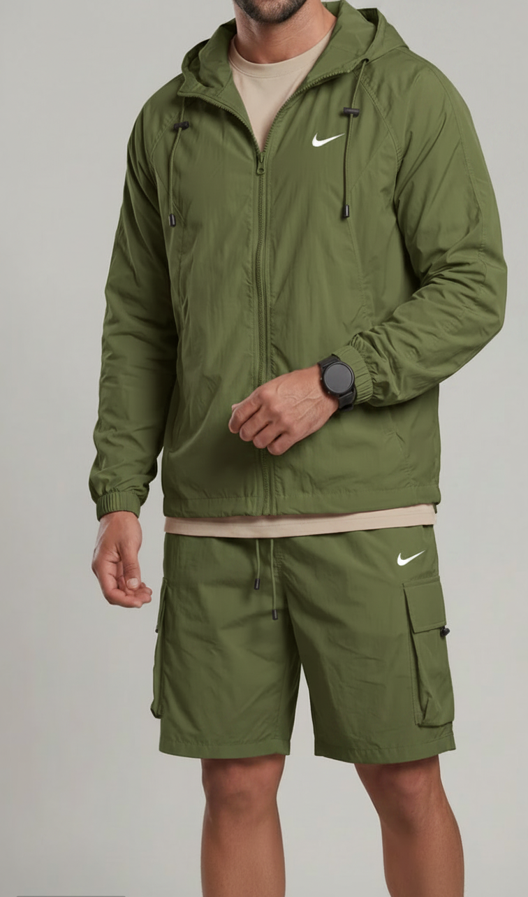 Light Shell Hooded Jacket & Cargo Shorts Co-Ord