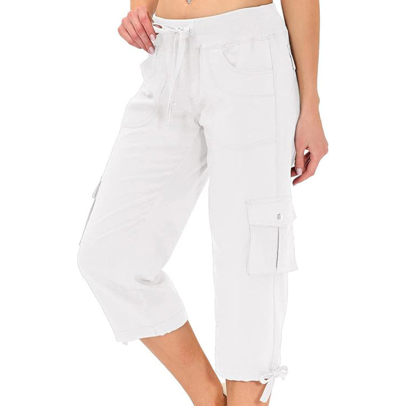 Sporty casual loose-fitting drawstring cargo pants