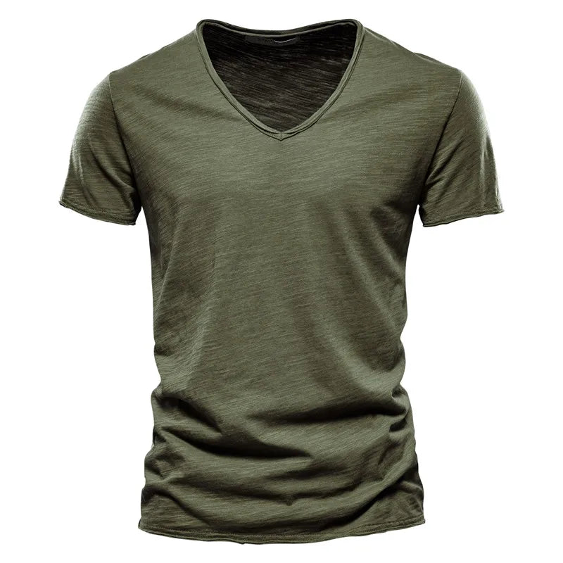 Summer New Style Solid Color V-Neck Short-Sleeve T-Shirts - Hot Selling