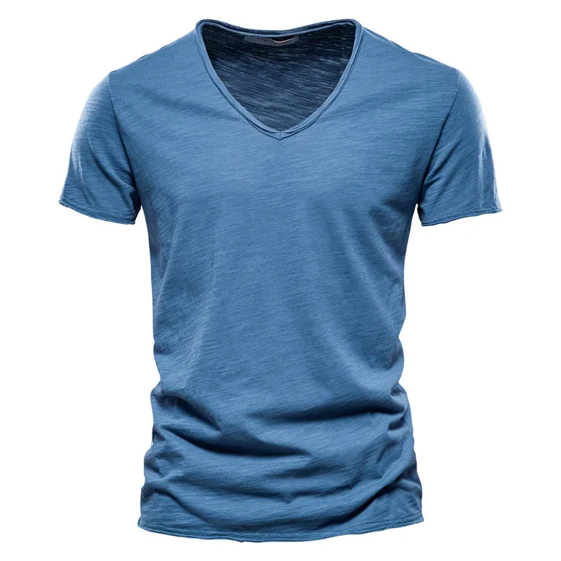Summer New Style Solid Color V-Neck Short-Sleeve T-Shirts - Hot Selling