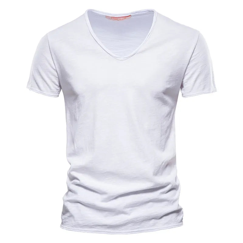 Summer New Style Solid Color V-Neck Short-Sleeve T-Shirts - Hot Selling