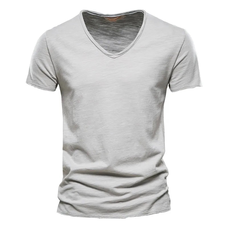 Summer New Style Solid Color V-Neck Short-Sleeve T-Shirts - Hot Selling