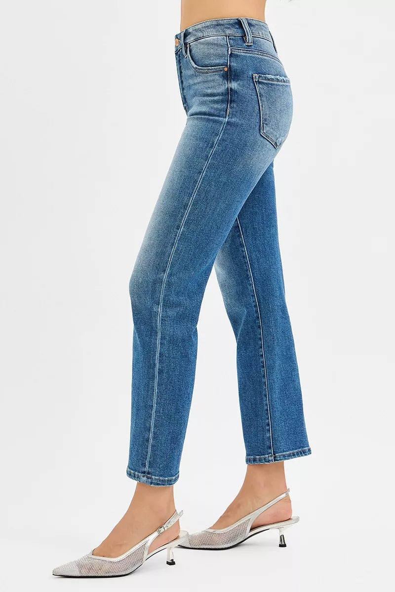 High-Rise Tummy-Control Straight Jeans