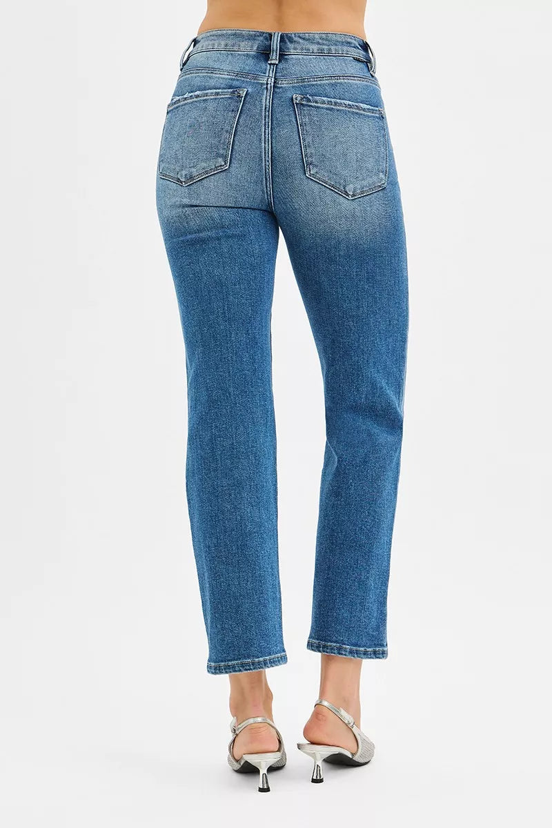 High-Rise Tummy-Control Straight Jeans