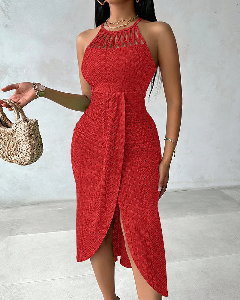 halter neck sleeveless sexy dress