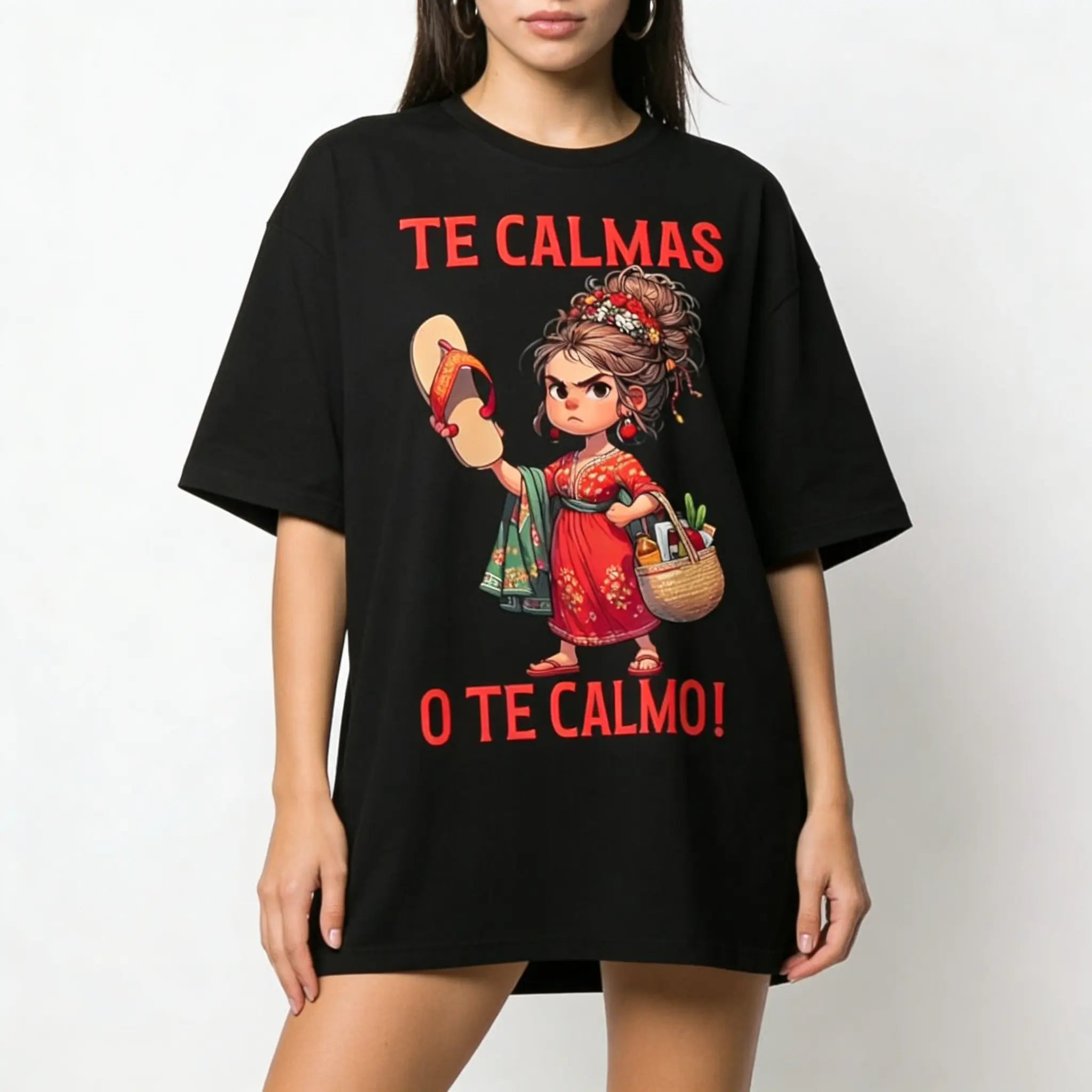 Funny Mexican Spanish Mom "Calm Or I Will Calm You" Graphic T-Shirt