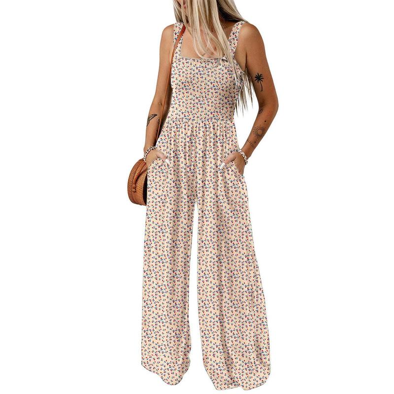 Women’s Casual Print Sleeveless Overalls Jumpsuits