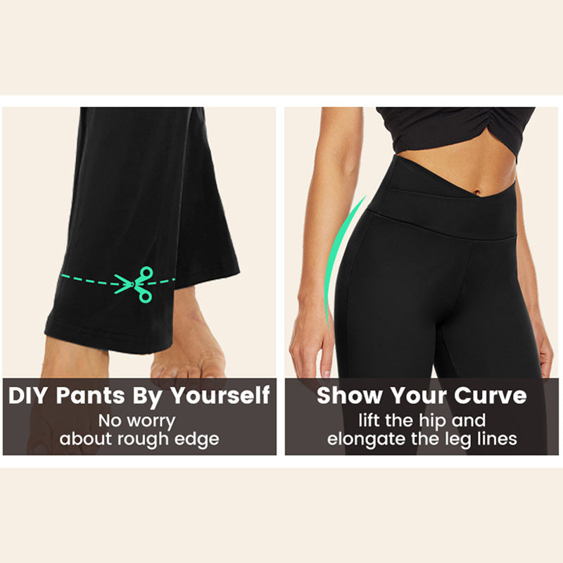 Pantalones acampanados de cintura alta y elásticos para mujer
