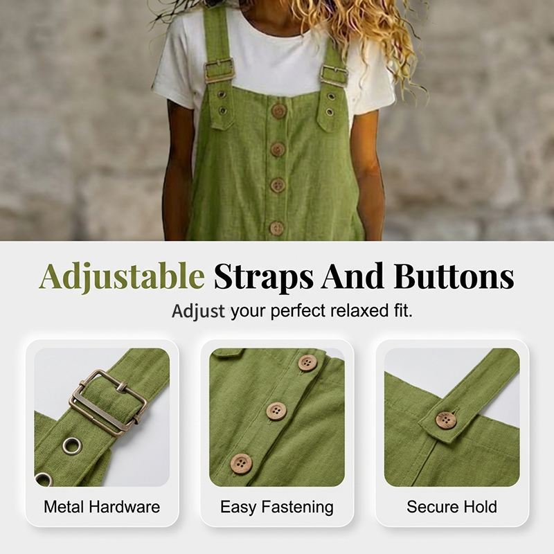 🌿 Women's Casual Button-Front Overalls