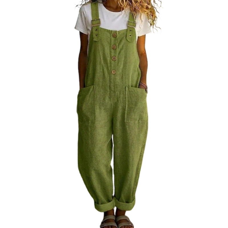 🌿 Women's Casual Button-Front Overalls