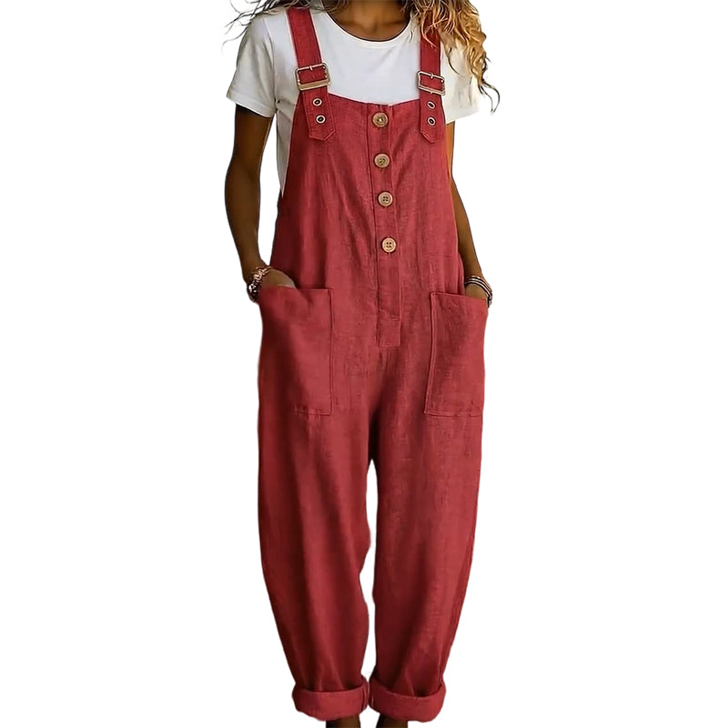 🌿 Women's Casual Button-Front Overalls