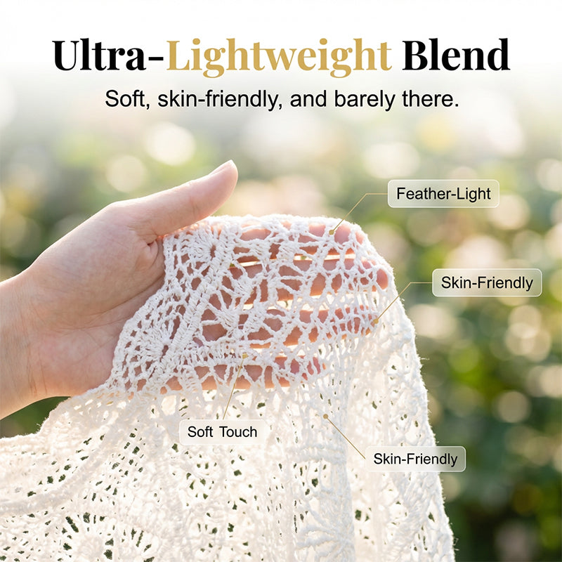 Women's Vintage-Inspired Lace Cover-Up Blouse – Flare Sleeves, Bohemian Beachwear 🌸