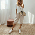 iWomen's Casual Cotton Linen Capris