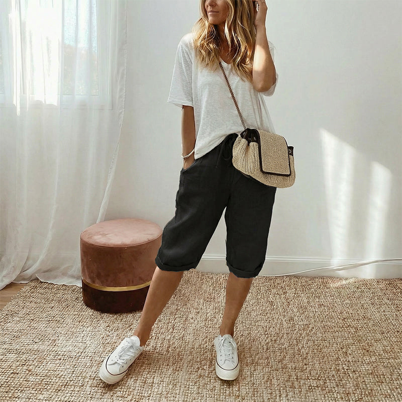 iWomen's Casual Cotton Linen Capris