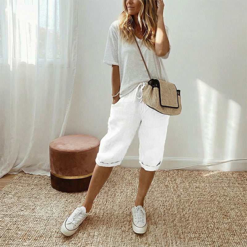 iWomen's Casual Cotton Linen Capris