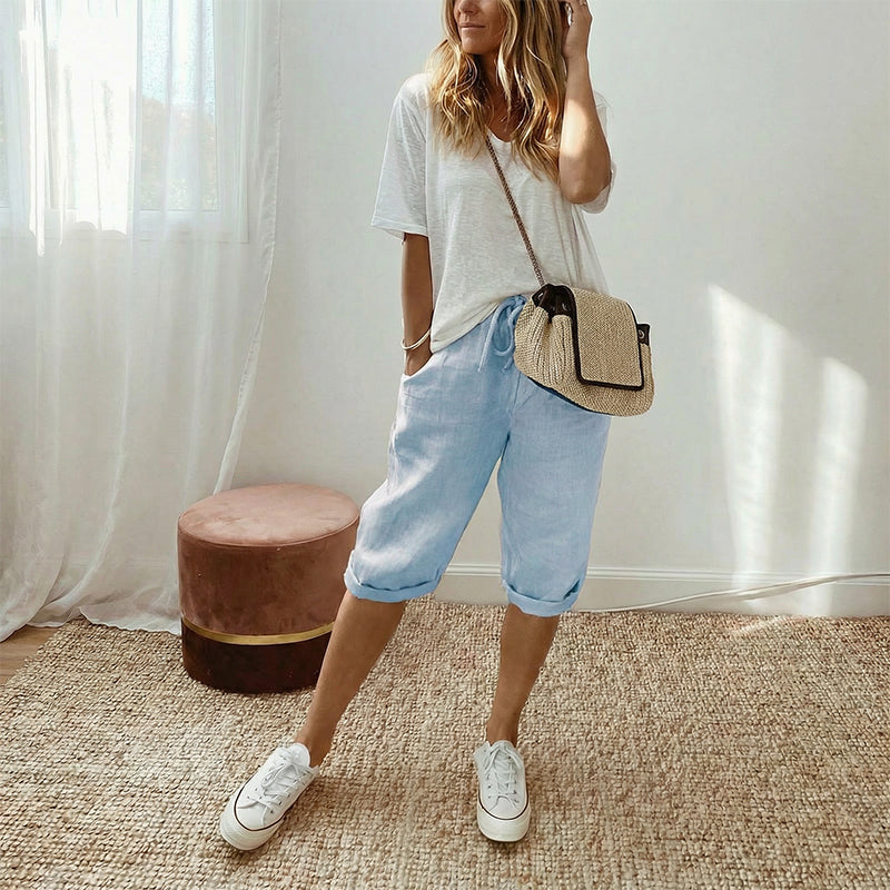 iWomen's Casual Cotton Linen Capris