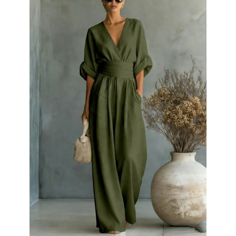 Women's V-neck jumpsuit