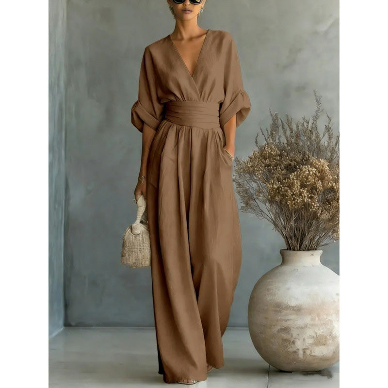 Women's V-neck jumpsuit
