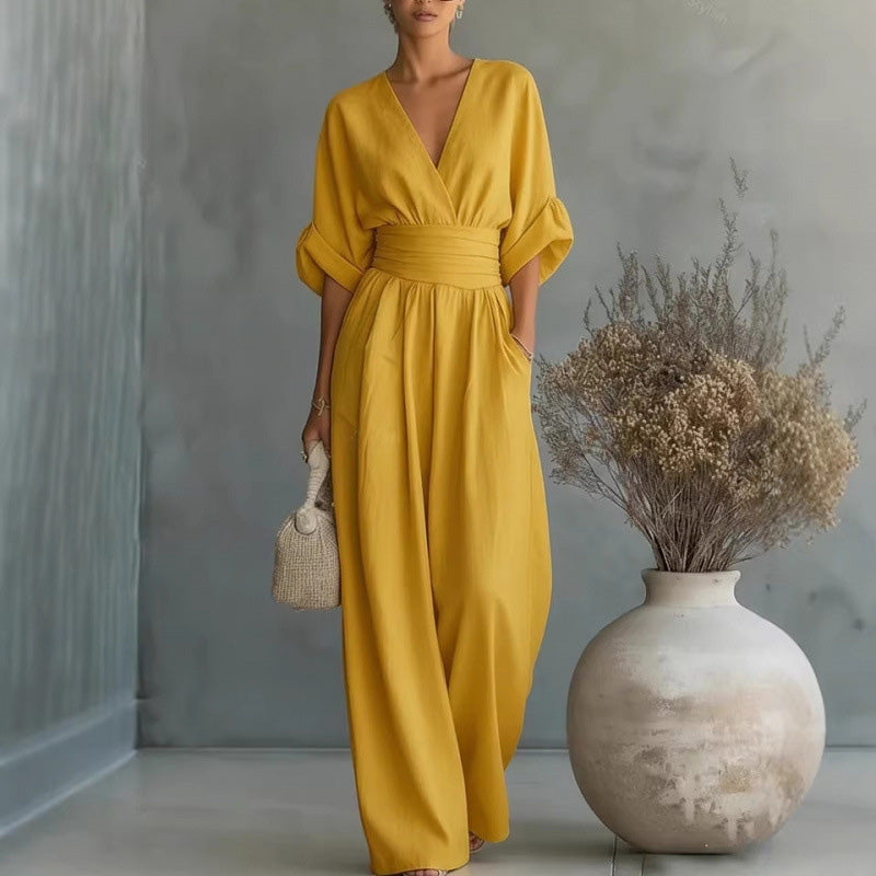 Women's V-neck jumpsuit