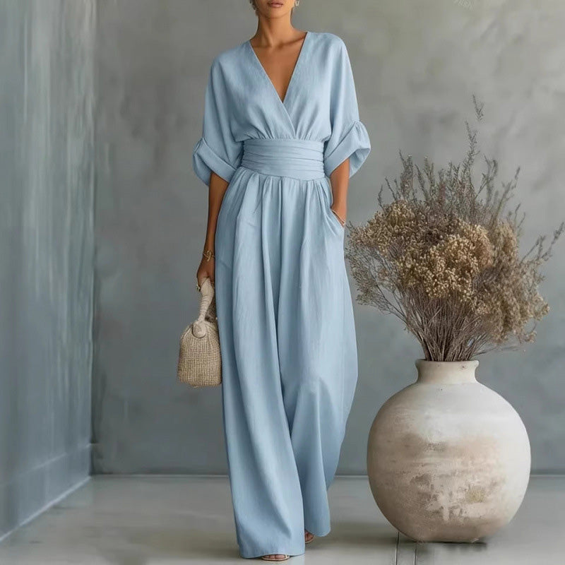 Women's V-neck jumpsuit