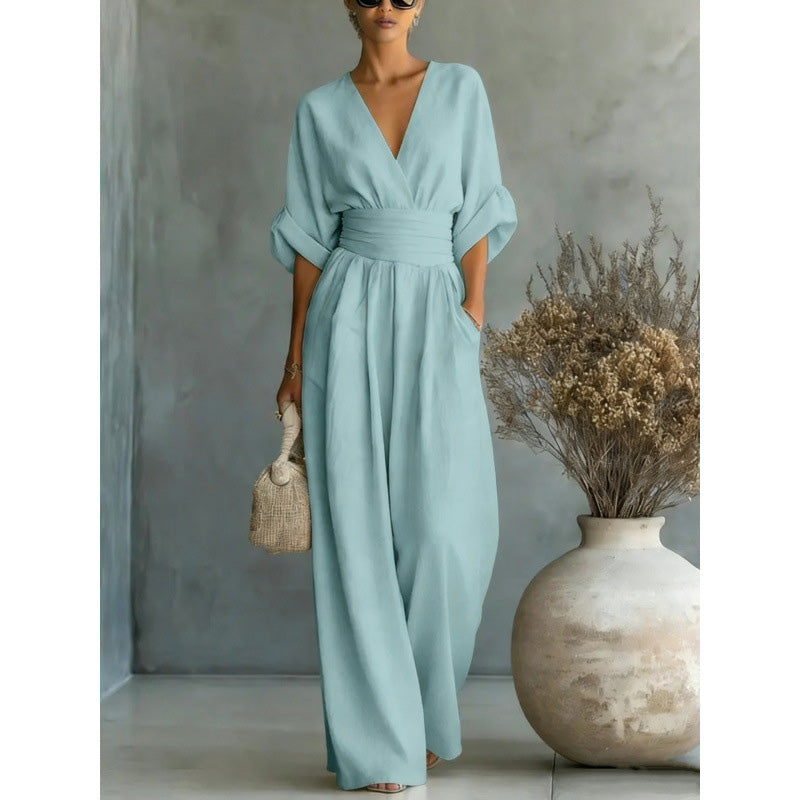 Women's V-neck jumpsuit