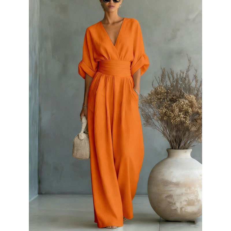 Women's V-neck jumpsuit